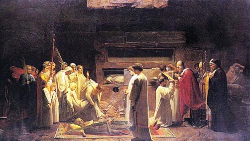 ПОГРЕБЕНИЕ МУЧЕНИКОВ в катакомбах (Ш. Ленепве, 1855 год)