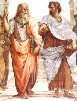 ФРЕСКА «Афинская школа» 1509-1511 гг. Рафаэль Санти. (Философы Платон и Аристотель)
